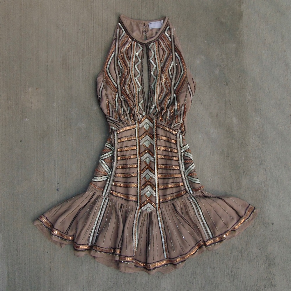 ASOS embellished high neck flare mini dress. Never Worn. Tags attached. ✨🪩